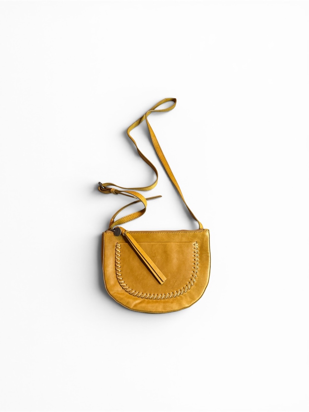Lucky Brand Yellow Leather Braided Detail Crossbody